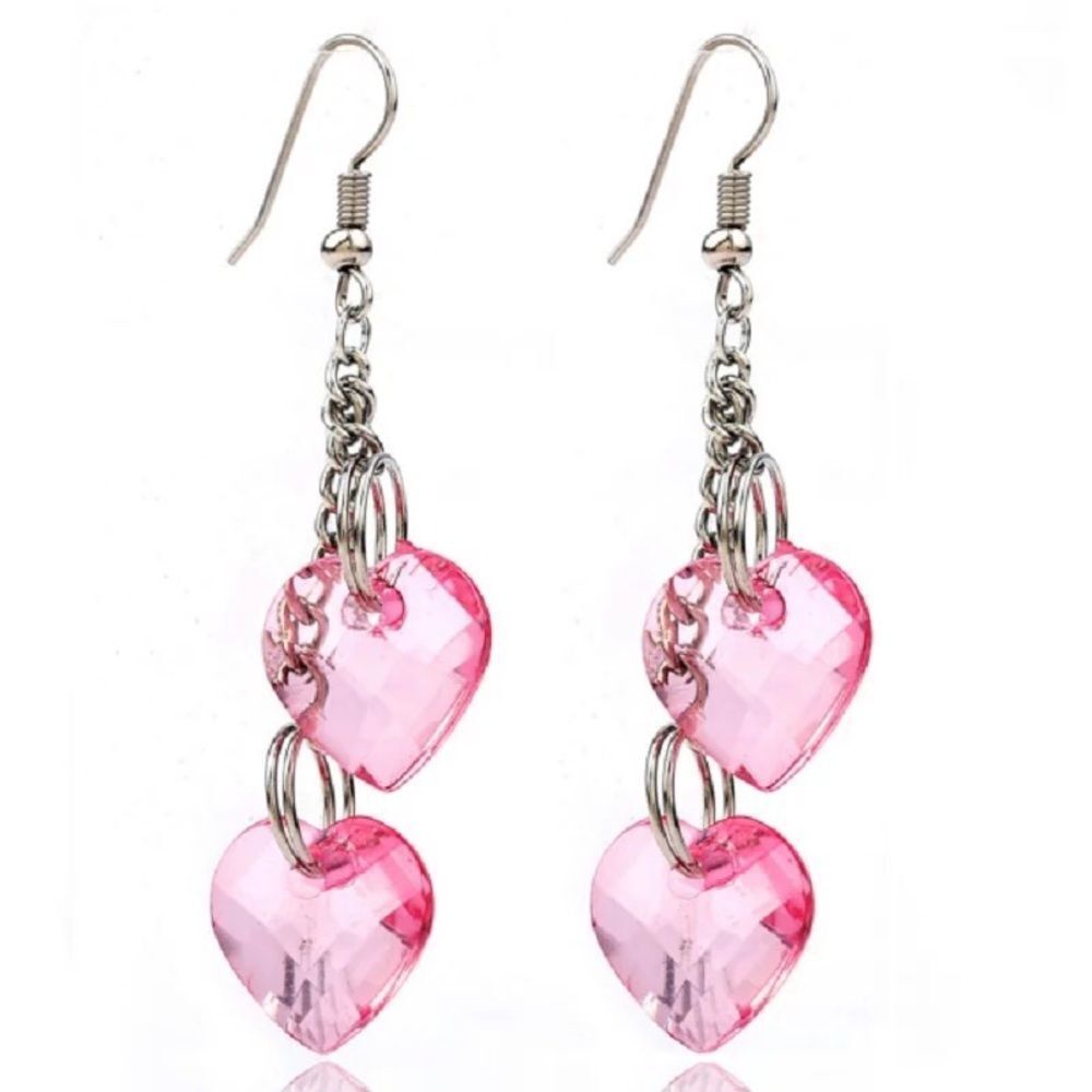 (C2) Dangling Heart Earrings